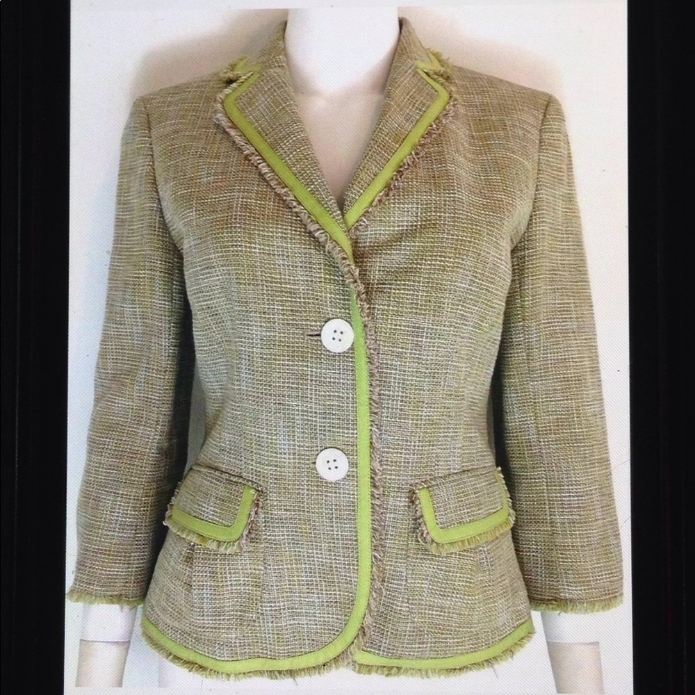 💋Ann Taylor Cotton Linen Blend Lined Tweed Blazer